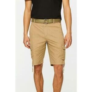 Blu Rock Men's Vintage-Like Cotton Cargo Belted Shorts